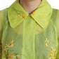 Green Silk Floral Embroidery Long Coat Jacket