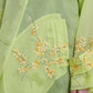 Green Silk Floral Embroidery Long Coat Jacket