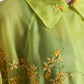 Green Silk Floral Embroidery Long Coat Jacket