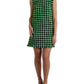 Green Houndstooth Sleeveless Aline Mini Dress