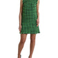 Green Houndstooth Sleeveless Aline Mini Dress