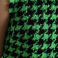 Green Houndstooth Sleeveless Aline Mini Dress