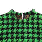 Green Houndstooth Sleeveless Aline Mini Dress
