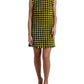 Yellow Houndstooth Sleeveless Aline Mini Dress