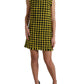 Yellow Houndstooth Sleeveless Aline Mini Dress