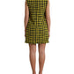 Yellow Houndstooth Sleeveless Aline Mini Dress