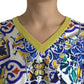Multicolor Majolica Vneck Pullover Sweater