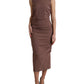 Brown Viscose Sheath Sleeveless Bodycon Midi Dress