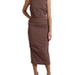 Brown Viscose Sheath Sleeveless Bodycon Midi Dress