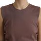 Brown Viscose Sheath Sleeveless Bodycon Midi Dress