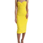 Yellow Polyester Sleeveless Bodycon Midi Dress