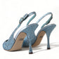 Aquamarine Slingback Heels with Crystal Embellishments
