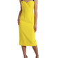 Yellow Polyester Sleeveless Bodycon Midi Dress