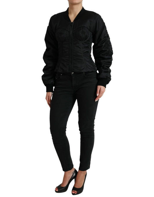 Elegant Black Nylon Blouson Jacket