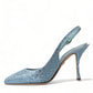 Aquamarine Slingback Heels with Crystal Embellishments