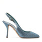 Aquamarine Slingback Heels with Crystal Embellishments