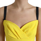 Yellow Polyester Sleeveless Bodycon Midi Dress