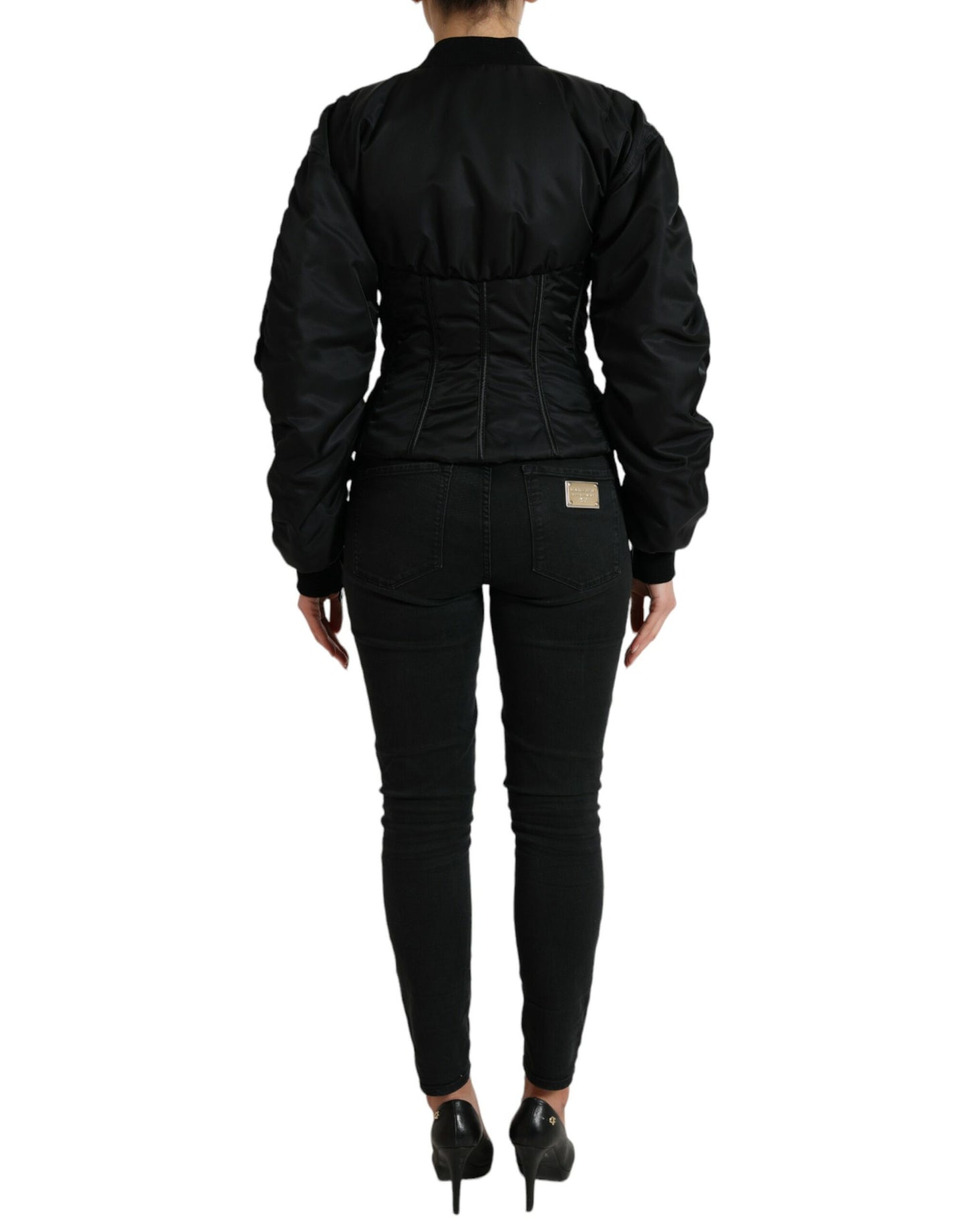 Elegant Black Nylon Blouson Jacket