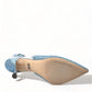 Aquamarine Slingback Heels with Crystal Embellishments