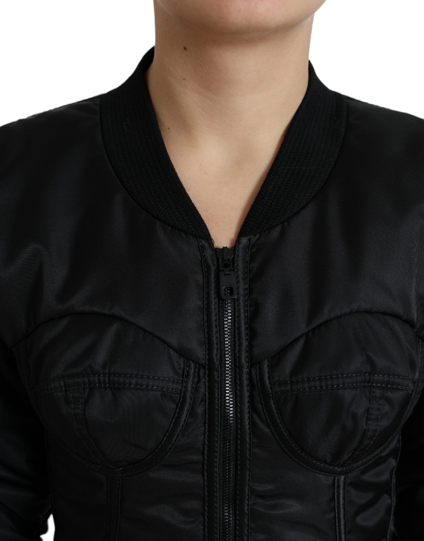 Elegant Black Nylon Blouson Jacket