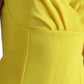 Yellow Polyester Sleeveless Bodycon Midi Dress