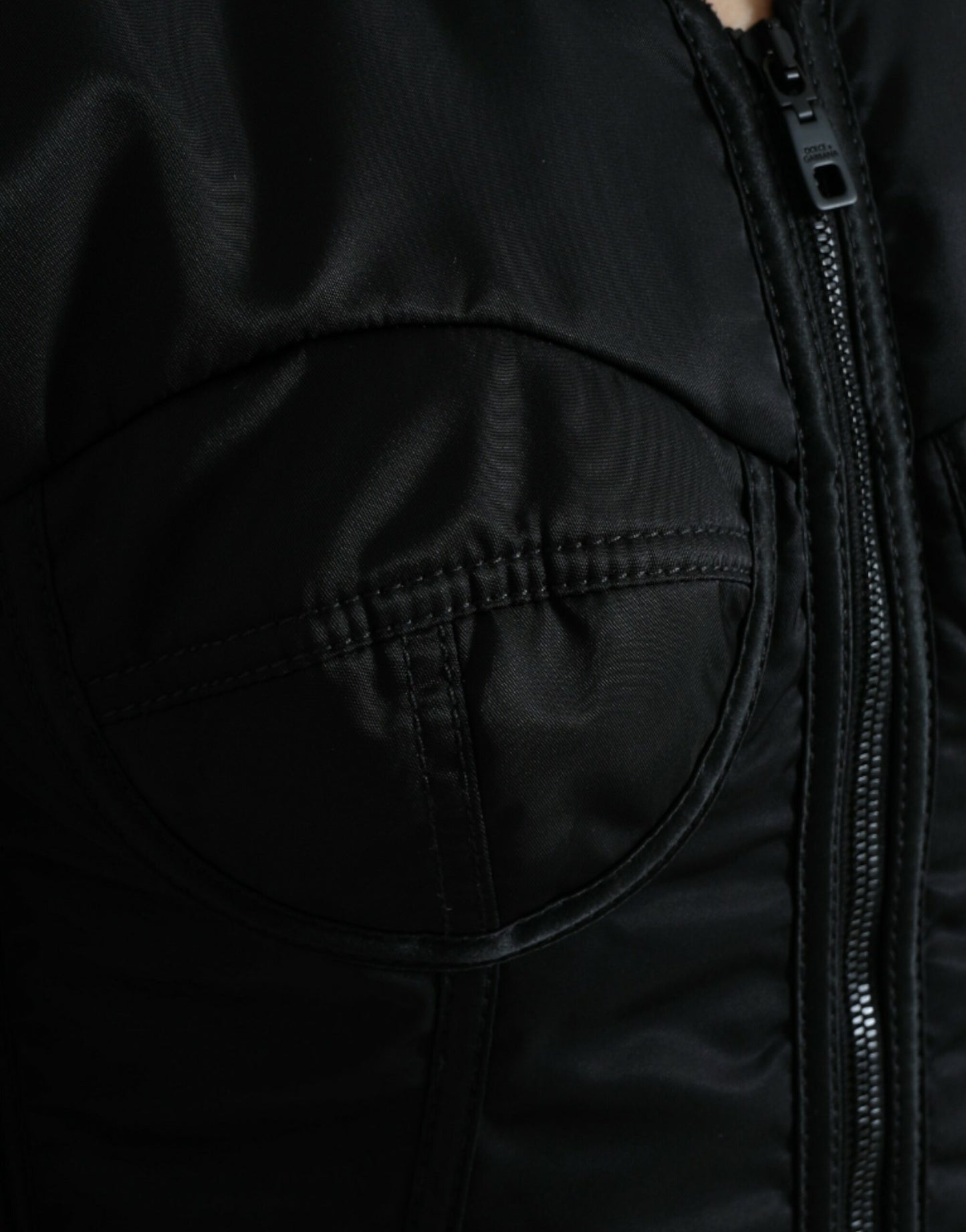 Elegant Black Nylon Blouson Jacket