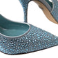 Aquamarine Slingback Heels with Crystal Embellishments