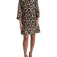 Brown Leopard Print Nylon Aline Mini Dress