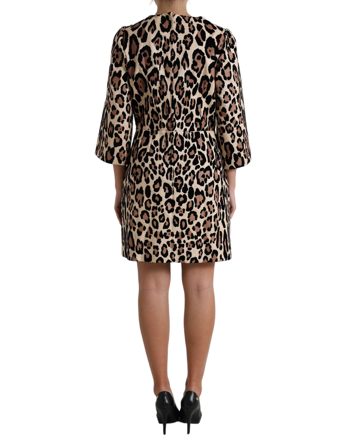 Brown Leopard Print Nylon Aline Mini Dress