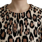 Brown Leopard Print Nylon Aline Mini Dress