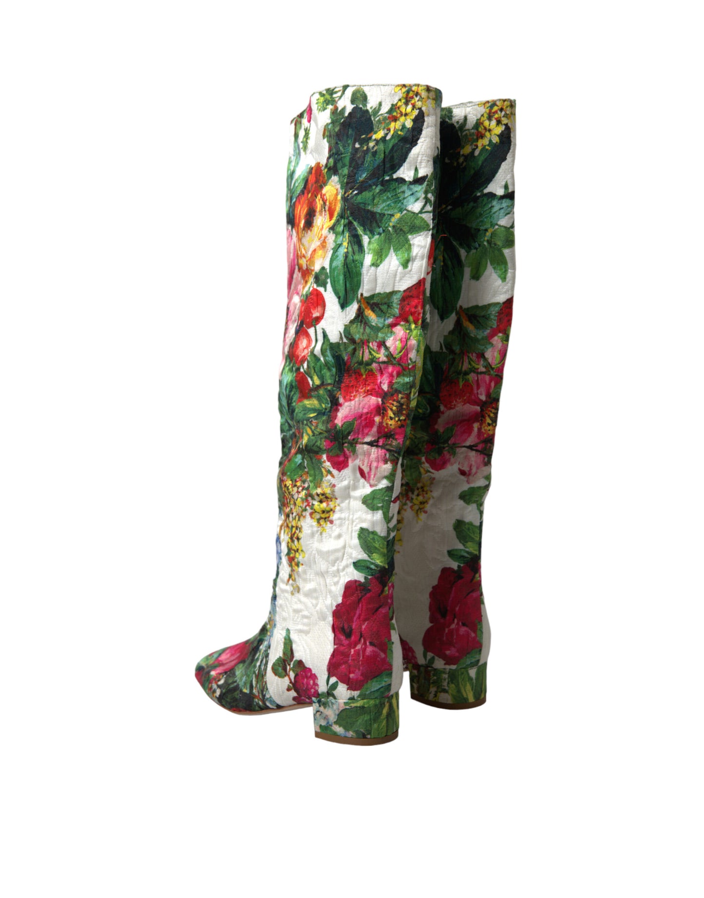 Floral Brocade Knee High Boots