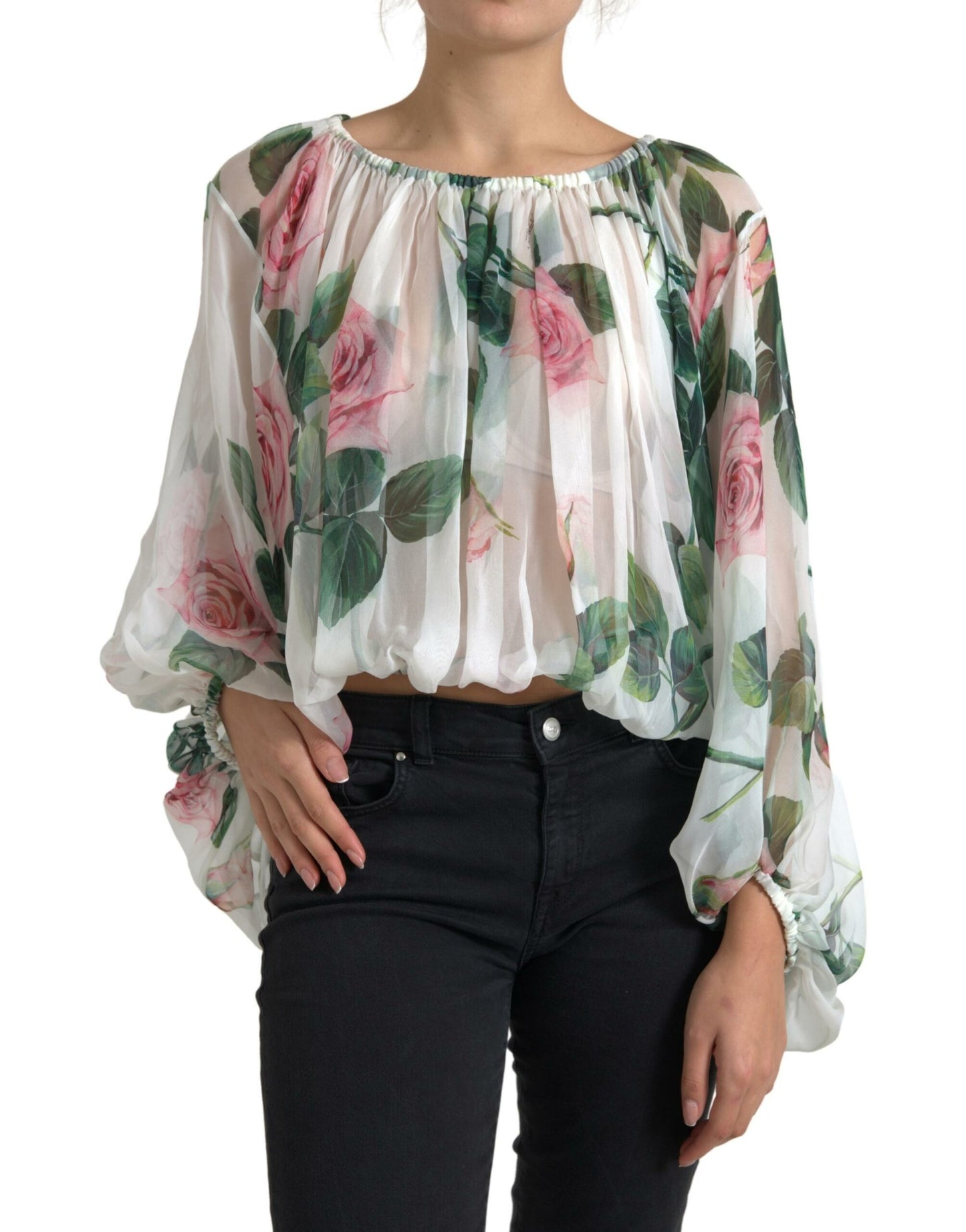 Floral Silk Long Sleeve Blouse