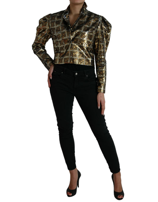 Multicolor Polyester Sequined Cropped Jacket