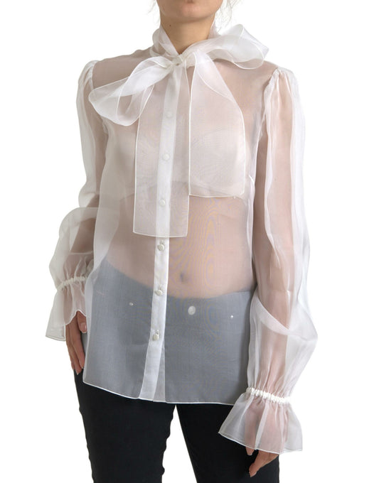 Elegant Sheer Silk Peasant Blouse