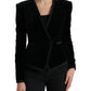Black Velvet Cotton Double Breasted Jacket