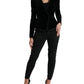 Black Velvet Cotton Double Breasted Jacket