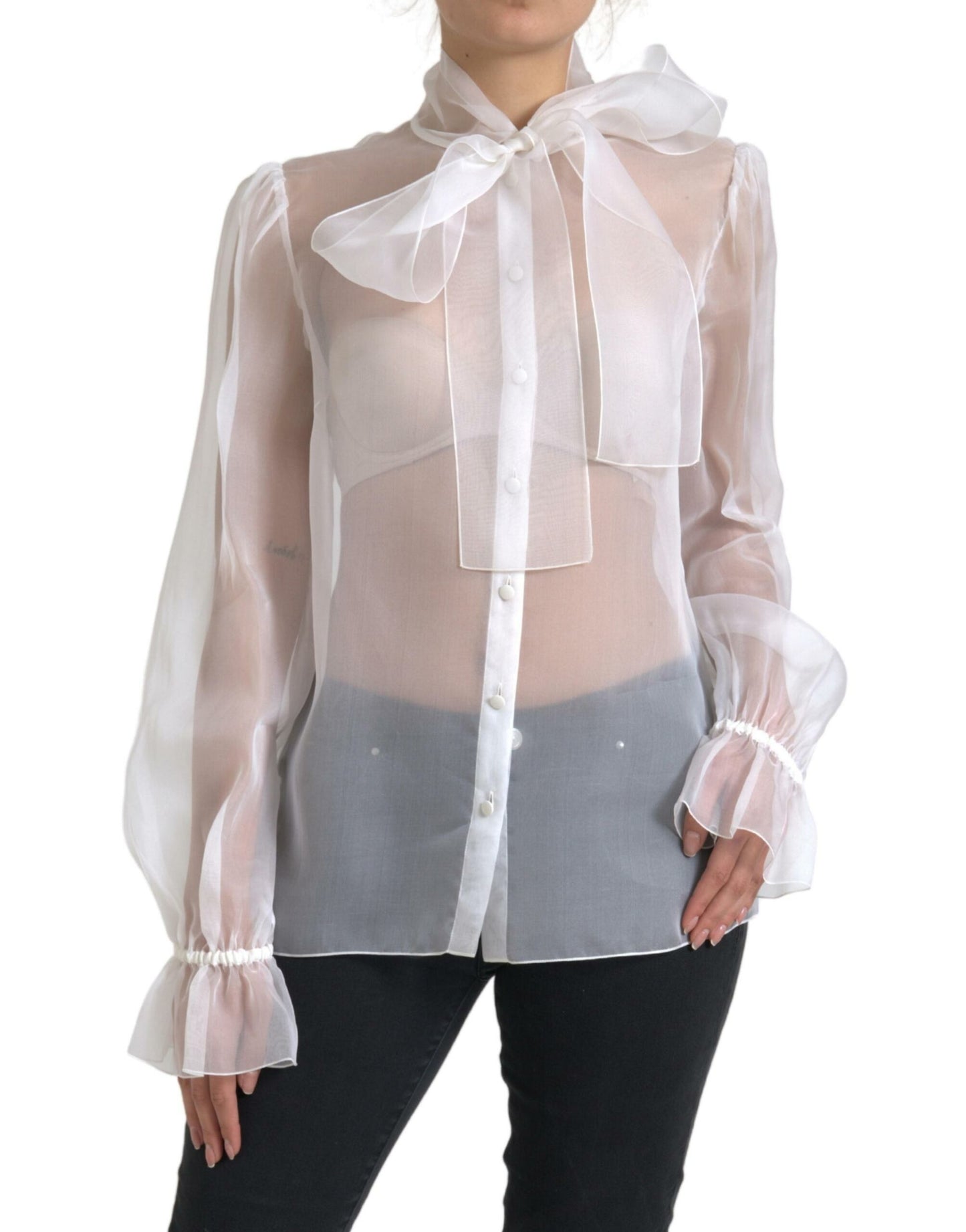 Elegant Sheer Silk Peasant Blouse