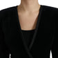 Black Velvet Cotton Double Breasted Jacket