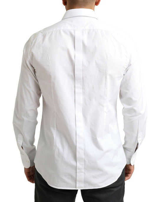 Elegant White Cotton Dress Shirt for Men