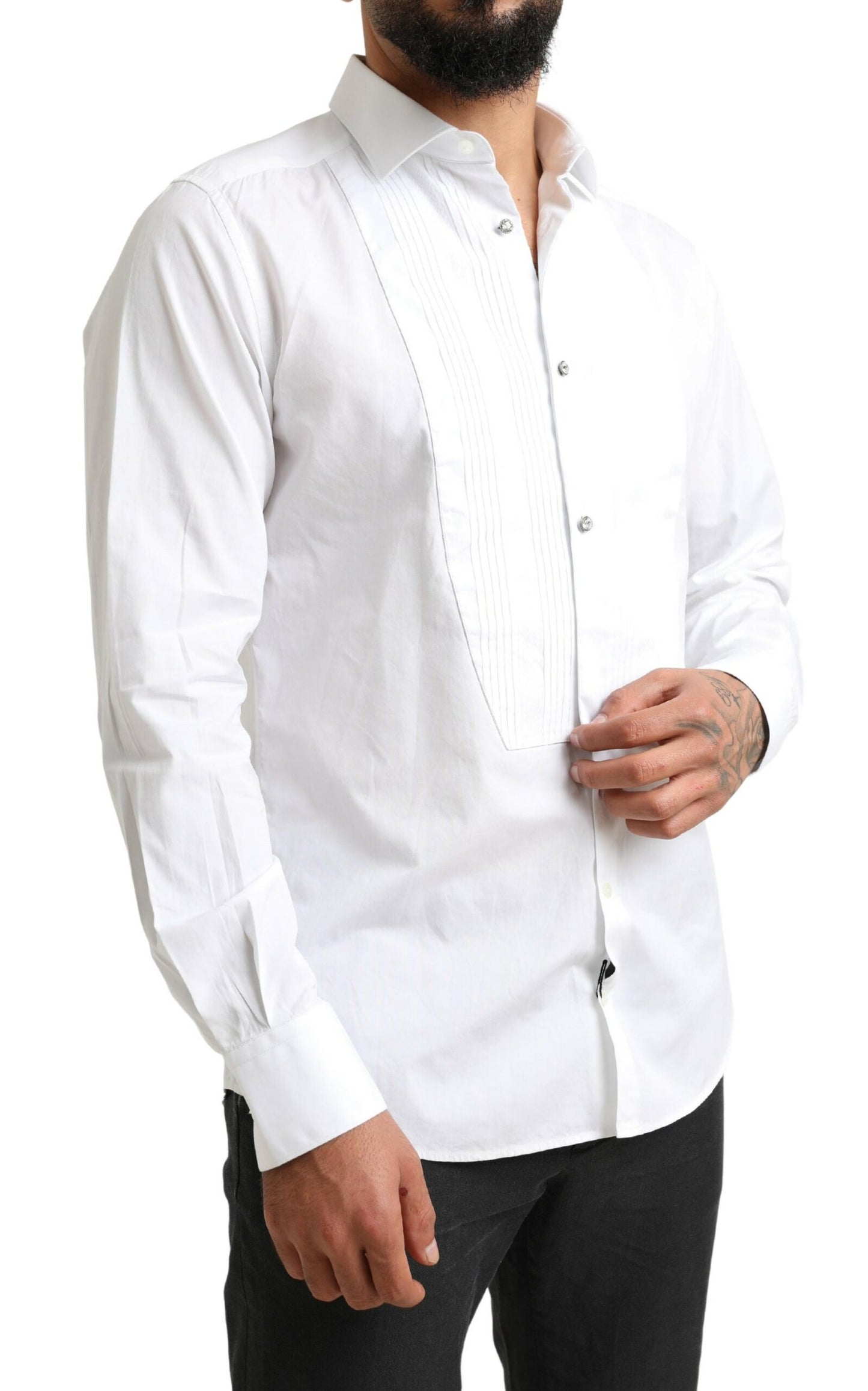 Elegant White Cotton Dress Shirt for Men