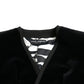 Black Velvet Cotton Double Breasted Jacket