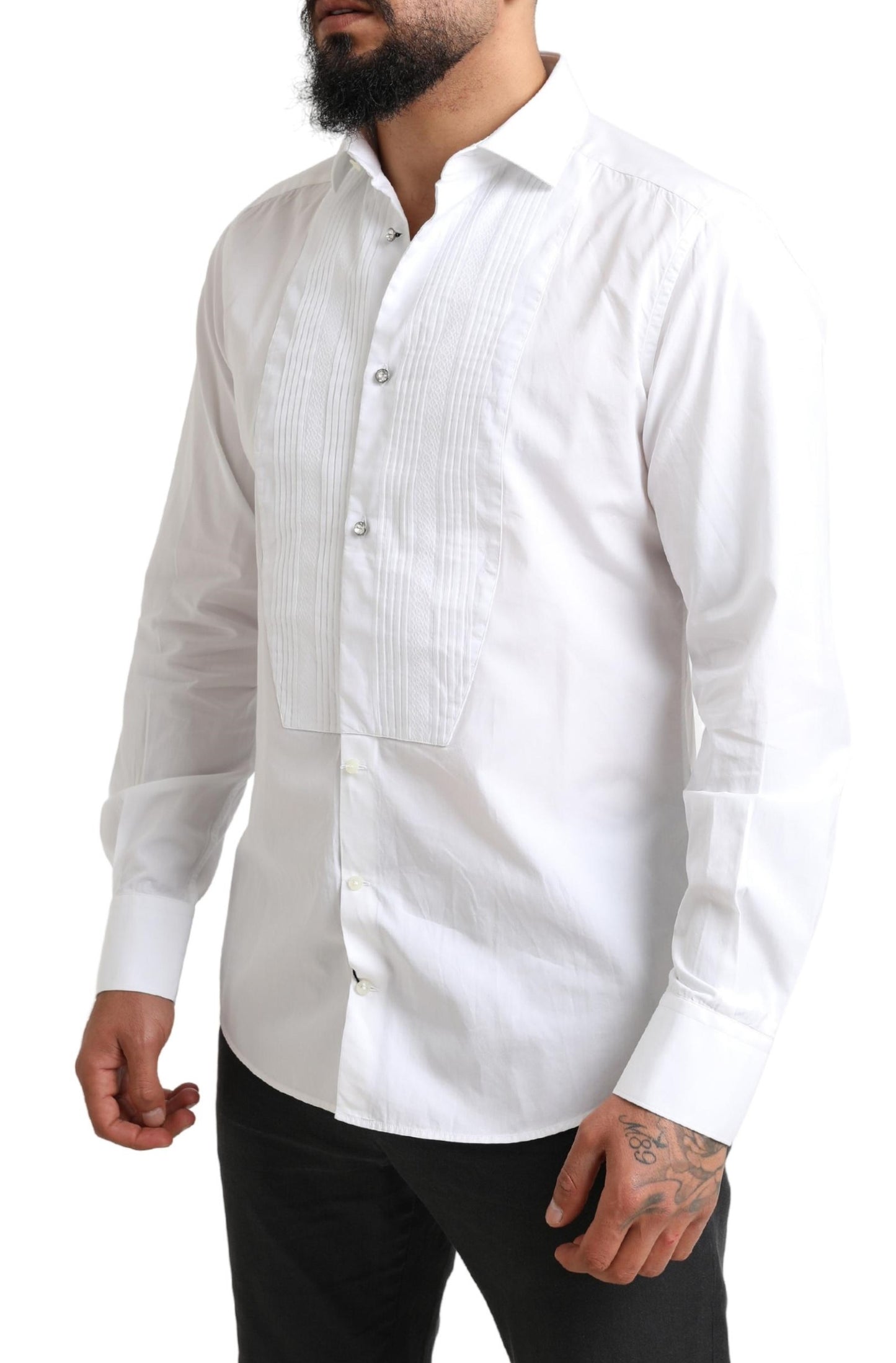 Elegant White Cotton Dress Shirt for Men