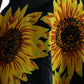 Black Sunflower Print Nylon A-line Midi Dress