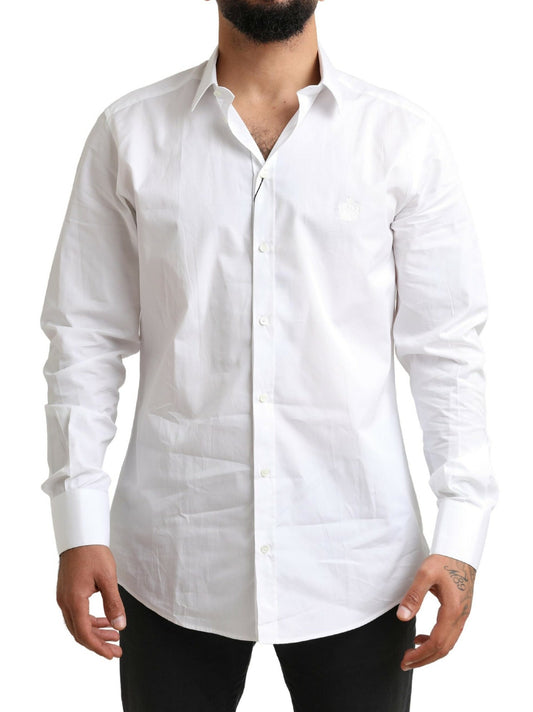 Elegant White Cotton Dress Shirt