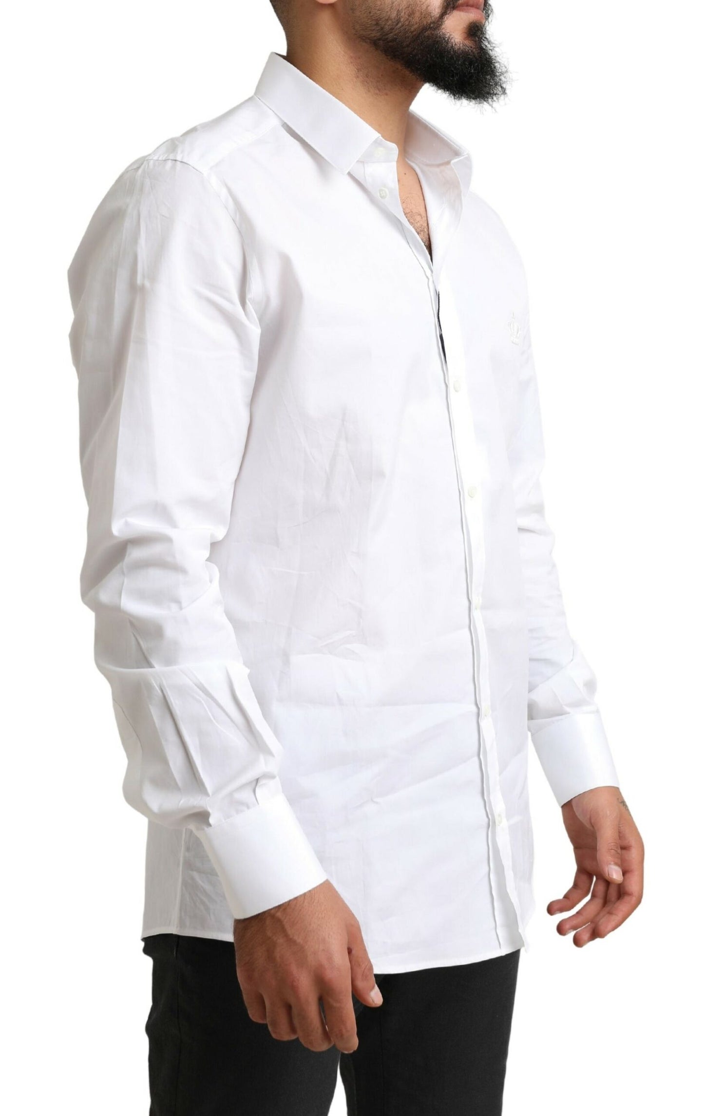 Elegant White Cotton Dress Shirt