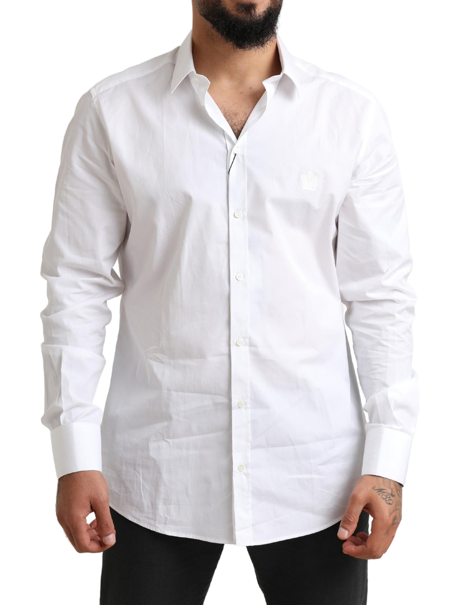 Elegant White Cotton Dress Shirt