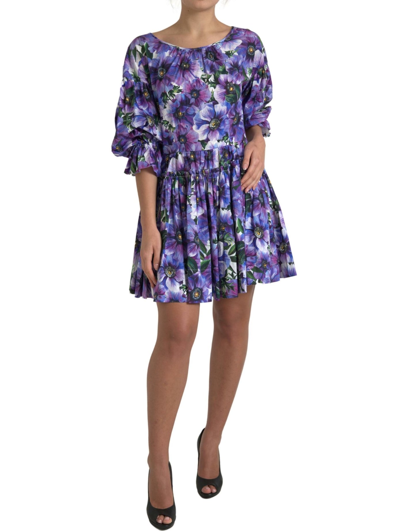 Floral A-Line Knee Length Cotton Dress