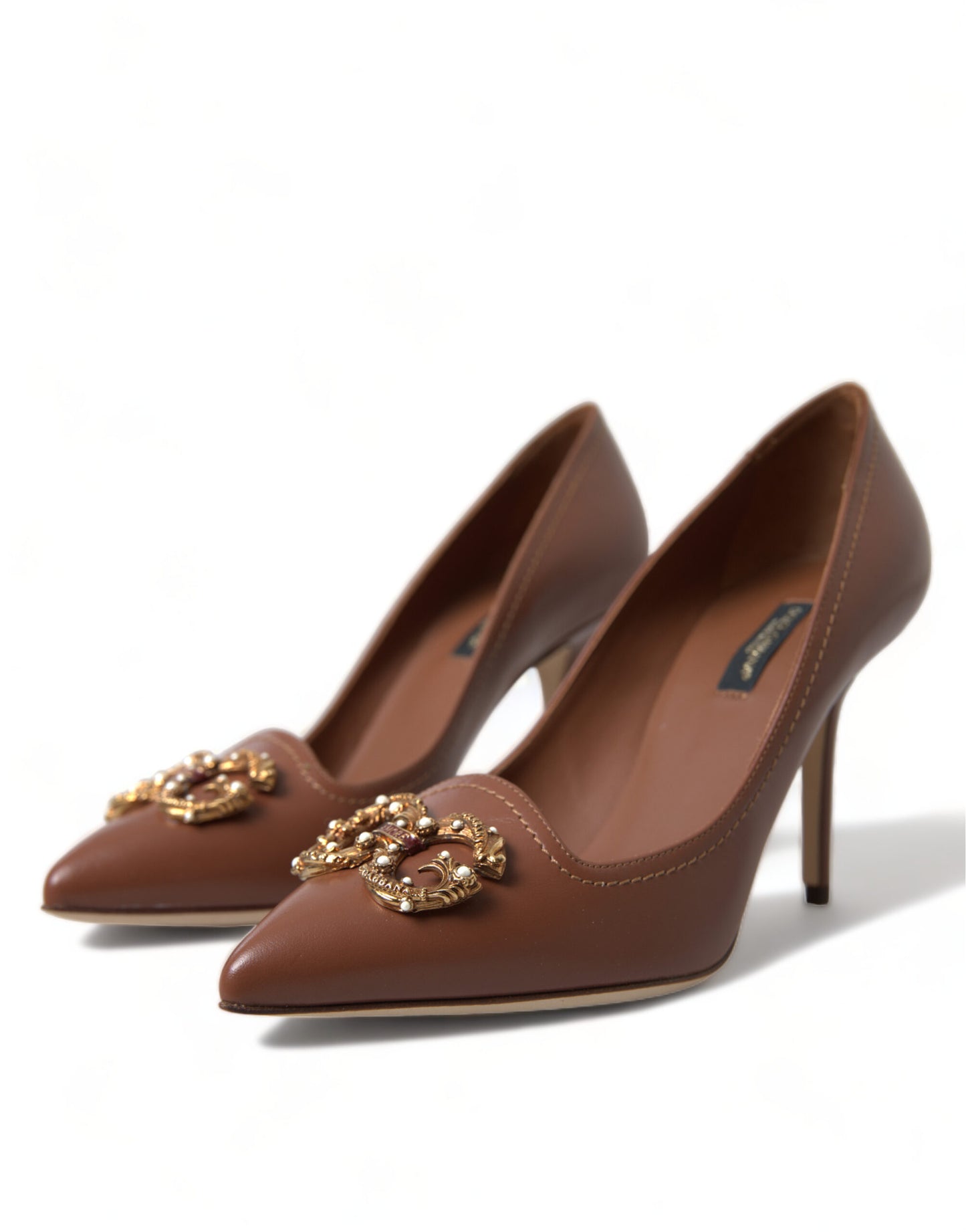 Elegant Brown Leather Heels Pumps