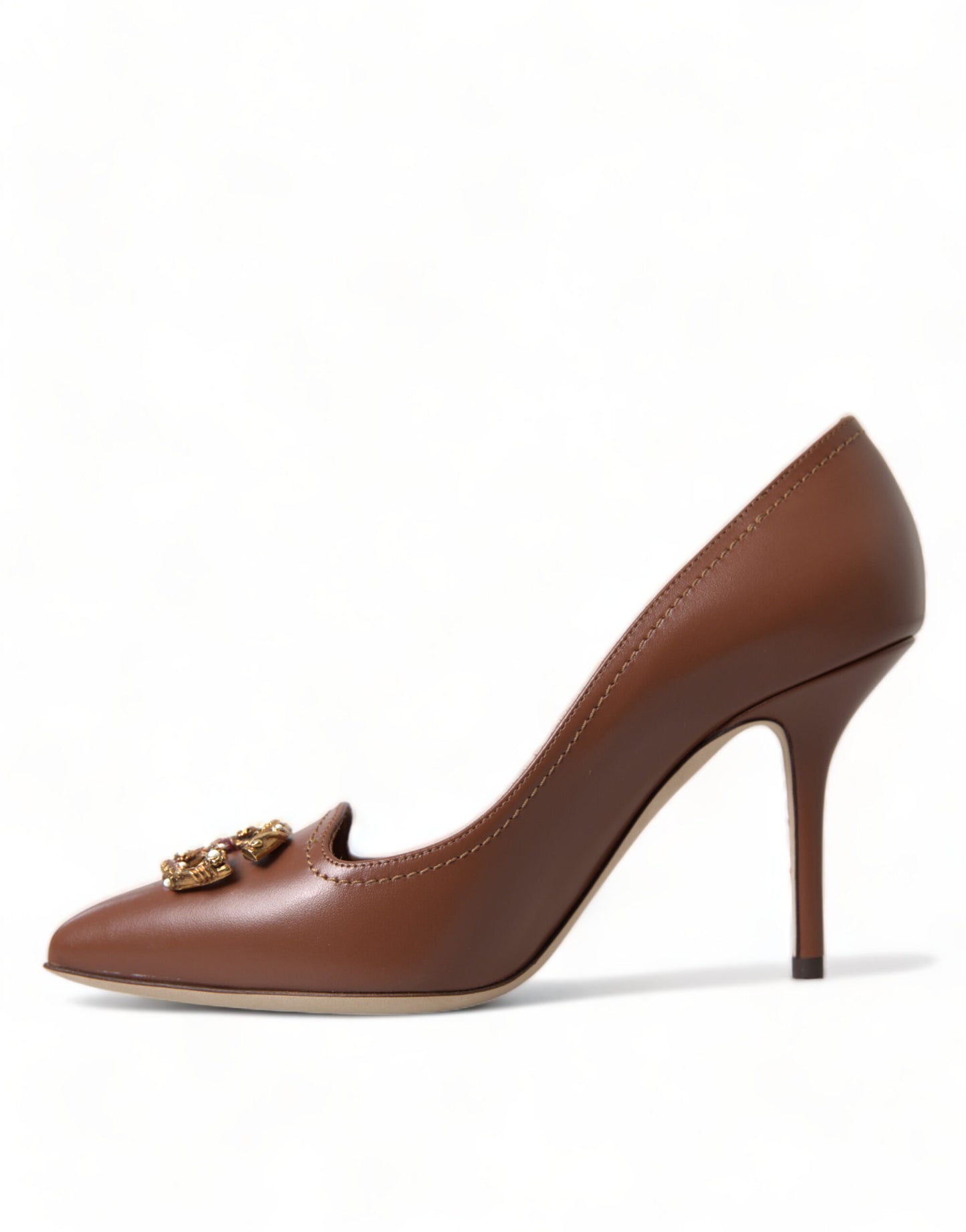 Elegant Brown Leather Heels Pumps