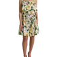 Yellow Floral Print Cotton Mini Dress